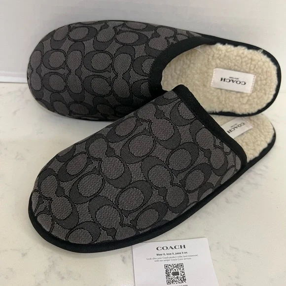 Coach Black and Gray Slippers - Picture 1 of 10